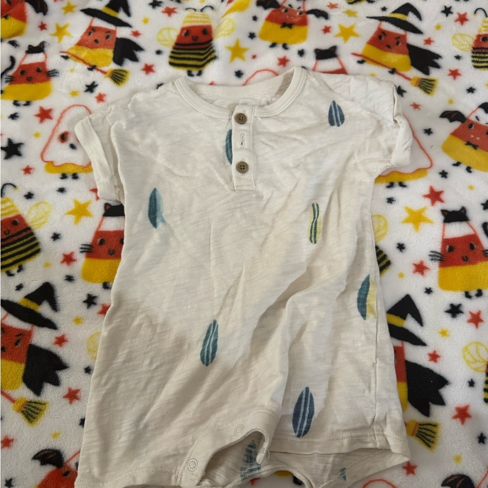 Cloud Island Cream Shirt with Blue and Green Patterns